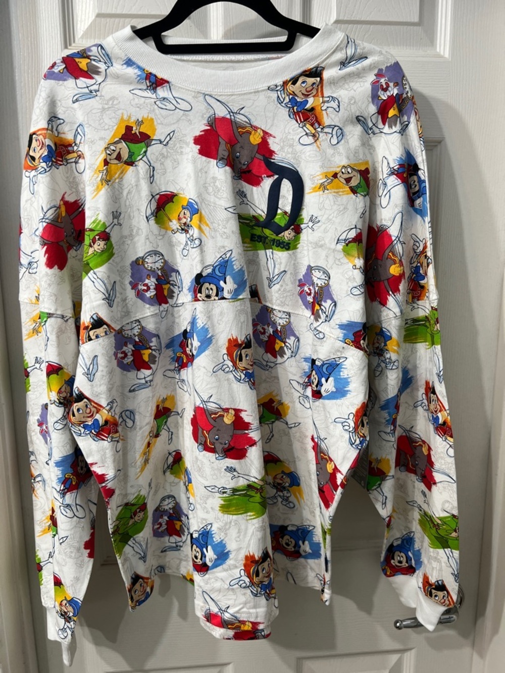 NWT White All-Over Print Ink and Paint Disney Character Graphic Sweatshirt